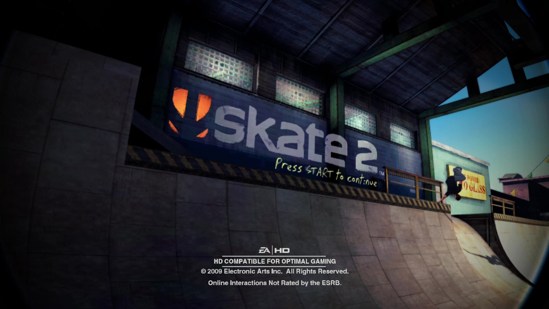 Skate 2 title screen for Xbox 360